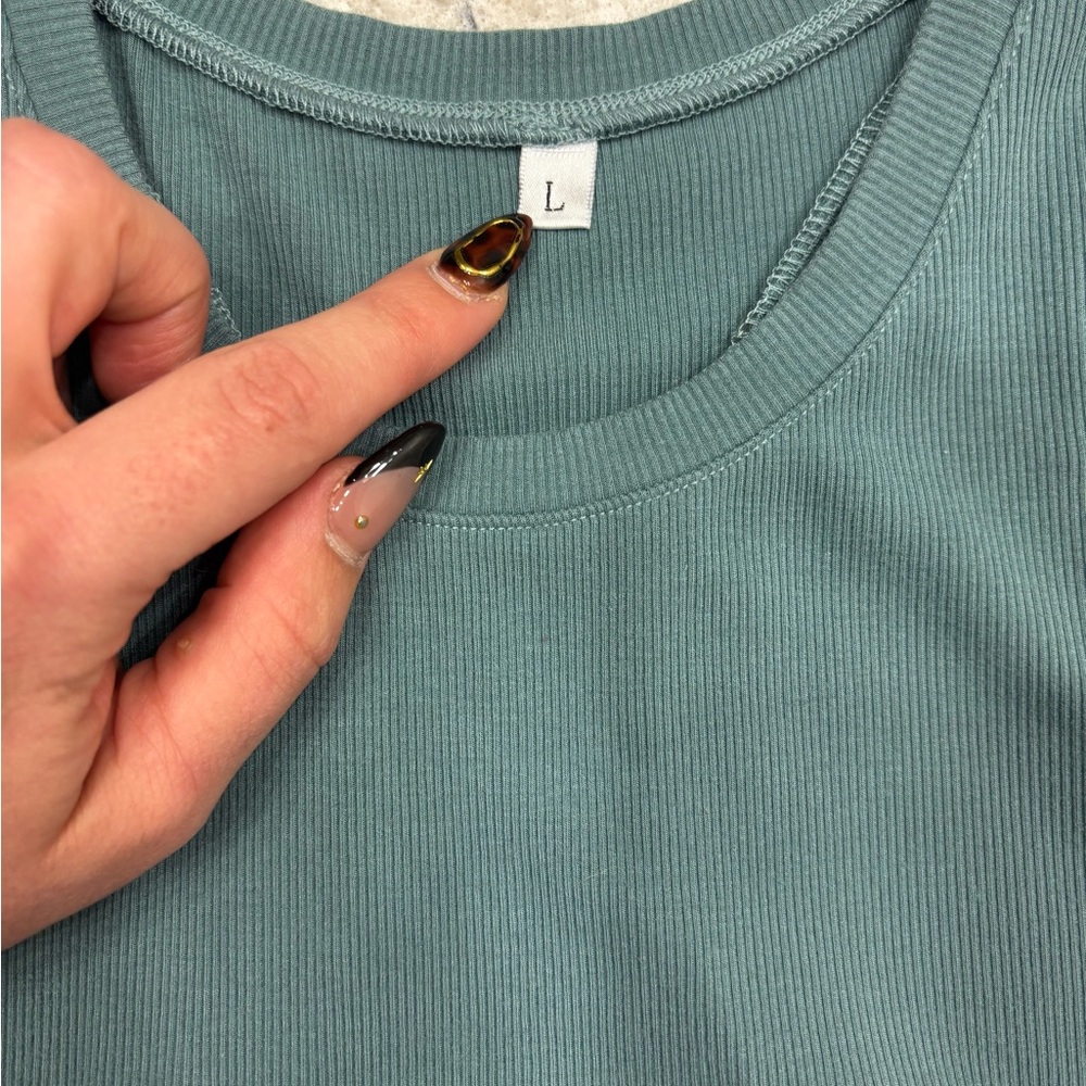 Born Primitive Teal Ribbed Racerback Tank Top - Picture 3 of 4